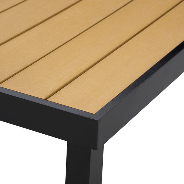 Garden Table for 8 People, Rectangular Aluminium Outdoor Dining Table with All-Weather Faux Wood Top for Garden, Patio, 190 x 90 x 74 cm, Natural