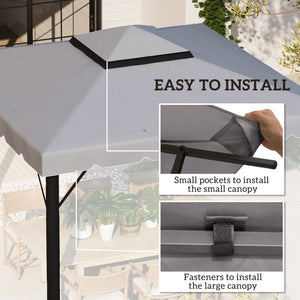 10' x 10' Gazebo Replacement Canopy, Gazebo Top Cover with Double Vented Roof for Outsunny 9.7' x 9.7' Frame for Garden Patio Outdoor (TOP ONLY), Light Gray
