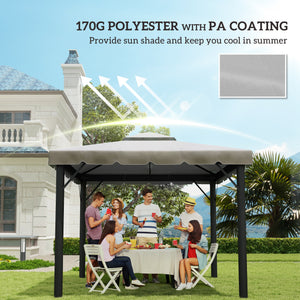 10' x 10' Gazebo Replacement Canopy, Gazebo Top Cover with Double Vented Roof for Outsunny 9.7' x 9.7' Frame for Garden Patio Outdoor (TOP ONLY), Light Gray