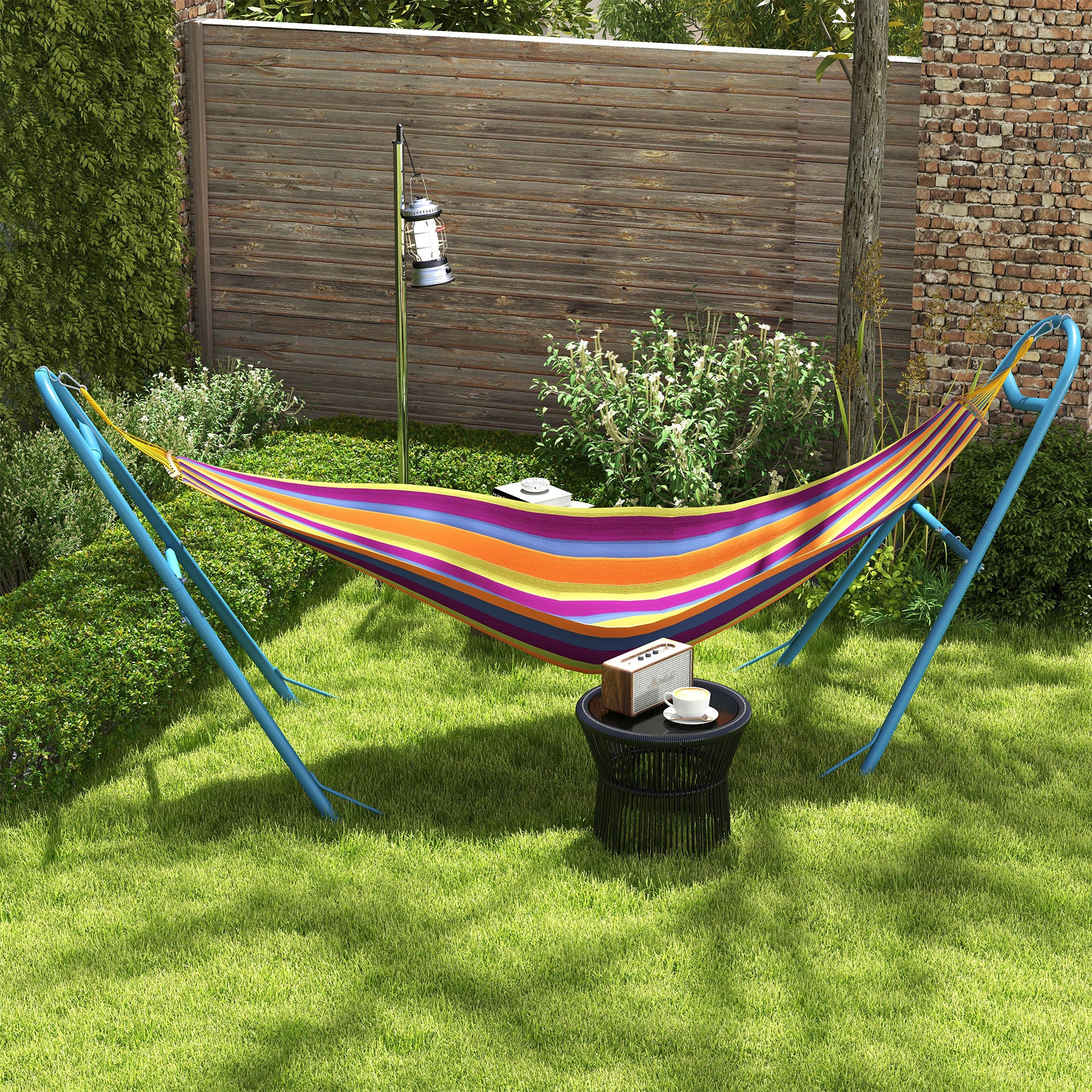 Outsunny 10.3' Adjustable Steel Hammock Stand, Portable Weather-Resistant Frame, 550lbs Capacity, Blue