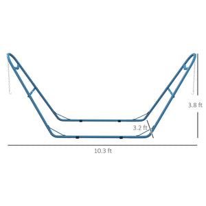 Outsunny Hammock Stand for 2 Person, Portable Adjustable Steel Frame Hammock Stand with Weather Resistant Finish, for 9-14ft Hammocks, 10.3', 550 lbs. Capacity, Blue