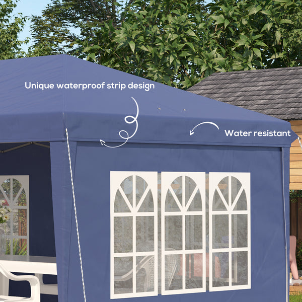3 x 6m Garden Pop Up Gazebo, Height Adjustable Marquee Party Tent with Sidewalls, Storage Bag, Blue