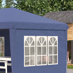 3 x 6m Garden Pop Up Gazebo, Height Adjustable Marquee Party Tent with Sidewalls, Storage Bag, Blue
