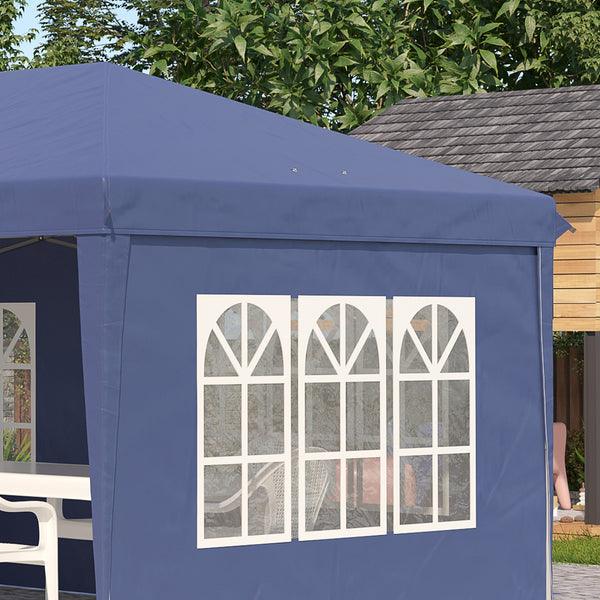 3 x 6m Garden Pop Up Gazebo, Height Adjustable Marquee Party Tent with Sidewalls, Storage Bag, Blue
