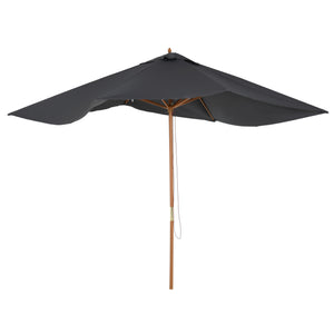 7' x 10' Wooden Patio Umbrella, Rectangular Garden Parasol, Market Table Umbrella with Top Vent, Dark Grey