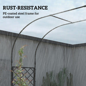 7.2ft Garden Arch with 2 Planter Boxes, PE-Coated Steel Outdoor Trellis Arbor for Climbing Plants, Wedding Arch for Party Outdoor Garden Backyard, Black