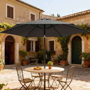 2m Garden Parasol Umbrella, Outdoor Table Parasol Umbrella with Crank Handle, Tilt Function, UV30+ Protection, Sun Shade Canopy for Patio, Beach, Black