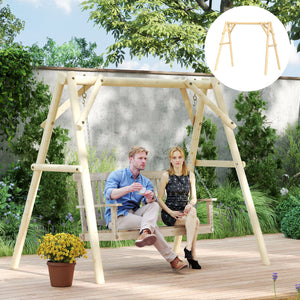 Outsunny 660 lbs Porch Swing Frame, Heavy Duty A-Frame Wooden Swing Stand for DIY Painting, Freestanding Hanging Chair Stand Only for Porch, Lawn, Garden, Backyard