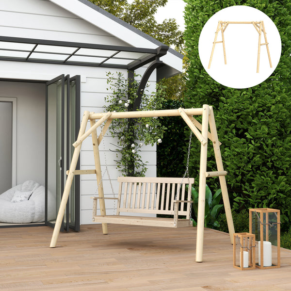 Outsunny 660 lbs Porch Swing Frame, Heavy Duty A-Frame Wooden Swing Stand for DIY Painting, Freestanding Hanging Chair Stand Only for Porch, Lawn, Garden, Backyard