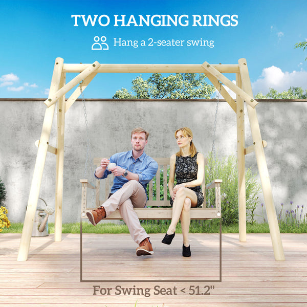 Outsunny 660 lbs Porch Swing Frame, Heavy Duty A-Frame Wooden Swing Stand for DIY Painting, Freestanding Hanging Chair Stand Only for Porch, Lawn, Garden, Backyard