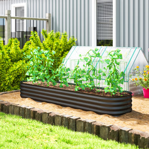 8' x 2' x 1' Galvanized Raised Garden Bed Kit, Outdoor Metal Elevated Planter Box with Safety Edging, Easy DIY Stock Tank for Growing Flowers, Herbs & Vegetables, Dark Gray