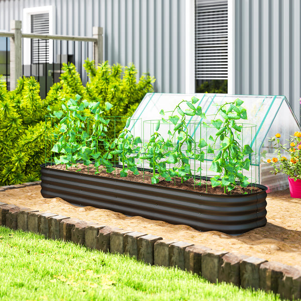 8' x 2' x 1' Galvanized Raised Garden Bed Kit, Outdoor Metal Elevated Planter Box with Safety Edging, Easy DIY Stock Tank for Growing Flowers, Herbs & Vegetables, Dark Gray