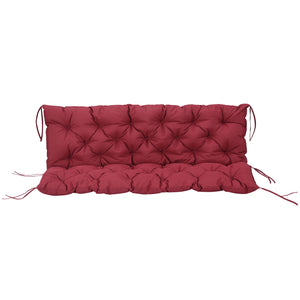 Outsunny 59" x 38" Tufted Bench Cushion for Outdoor Furniture, 3-Seater Replacement for Swing Chair, Patio Sofa/Couch, Overstuffed, Includes Backrest, Wine Red