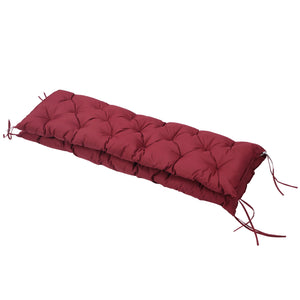 Outsunny 59" x 38" Tufted Bench Cushion for Outdoor Furniture, 3-Seater Replacement for Swing Chair, Patio Sofa/Couch, Overstuffed, Includes Backrest, Wine Red