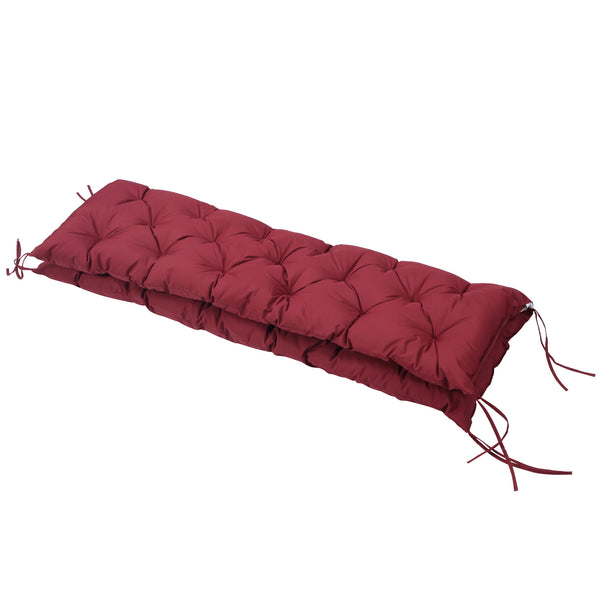 Outsunny 59" x 38" Tufted Bench Cushion for Outdoor Furniture, 3-Seater Replacement for Swing Chair, Patio Sofa/Couch, Overstuffed, Includes Backrest, Wine Red