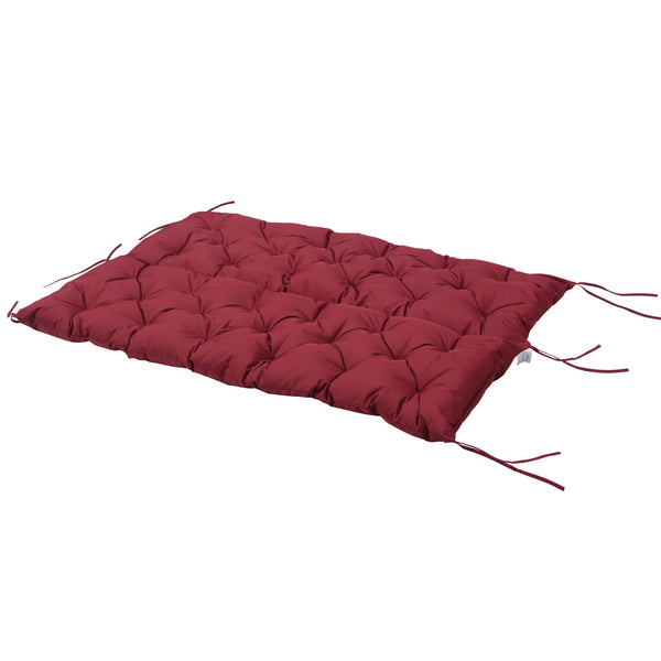 Outsunny 59" x 38" Tufted Bench Cushion for Outdoor Furniture, 3-Seater Replacement for Swing Chair, Patio Sofa/Couch, Overstuffed, Includes Backrest, Wine Red