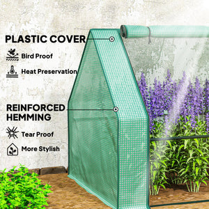 12' x 3' x 3' Mini Greenhouse with Zippered Doors & Roll-up Windows, Portable Plant Hot House with PE Cover, Water Resistant, UV Protected for Outdoor Flowers, Vegetables, Green