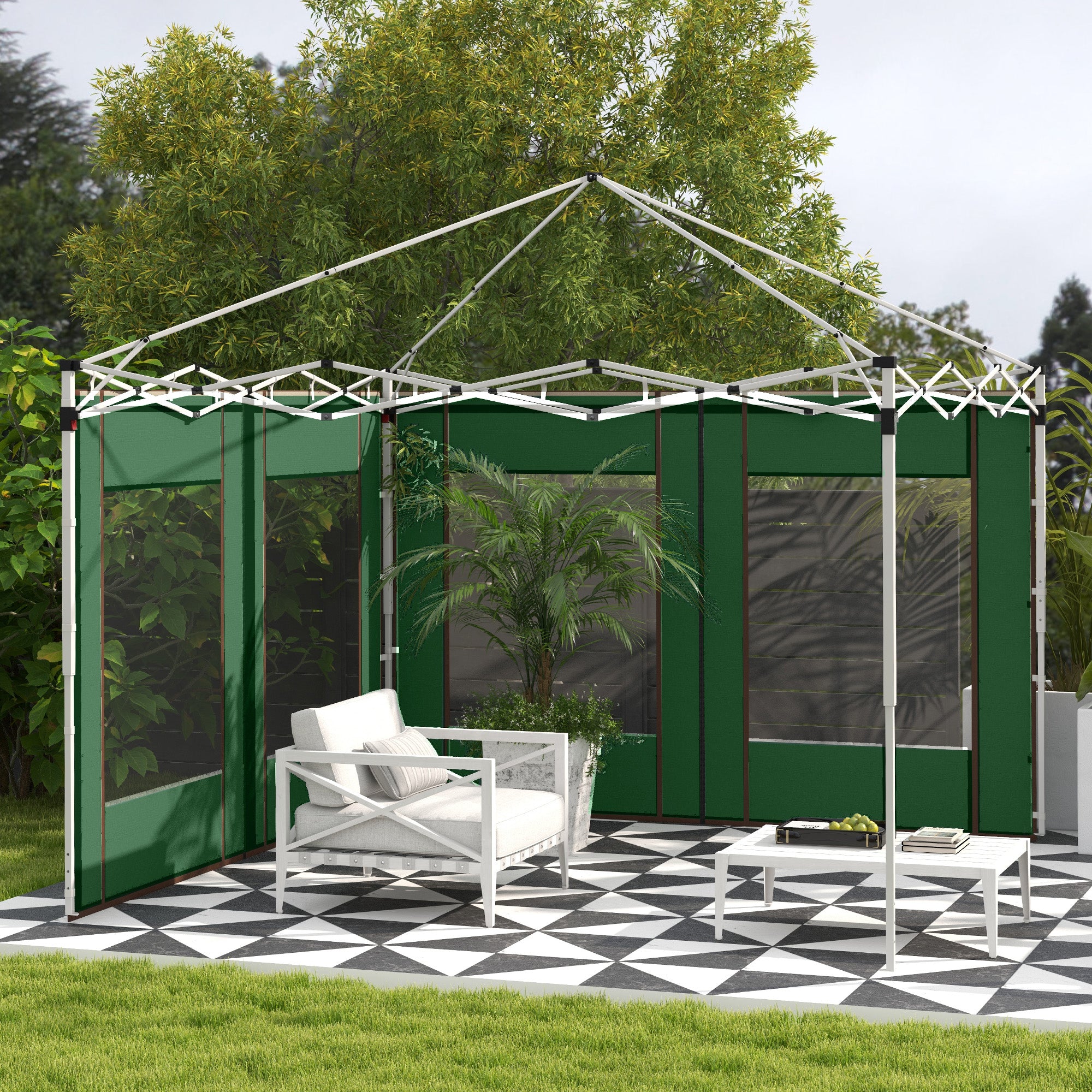 Gazebo Side Panels with Zipped Doors and Windows, for 3x3(m) or