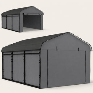 Onward 10' x 15' Heavy Duty Metal Carport with Galvanized Roof & Removable Sidewalls