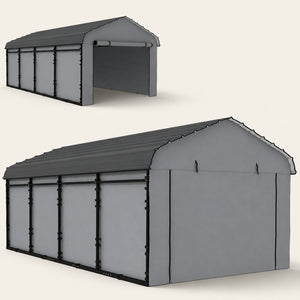 Onward 12' x 20' Heavy Duty Metal Carport with Galvanized Roof & Removable Sidewalls