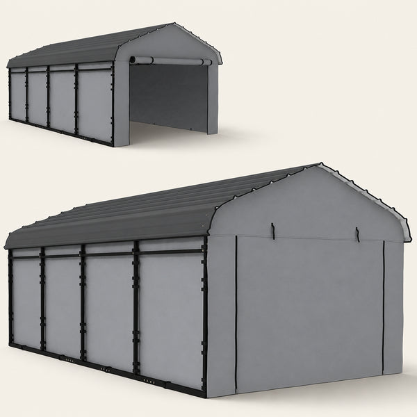 Onward 12' x 20' Heavy Duty Metal Carport with Galvanized Roof & Removable Sidewalls