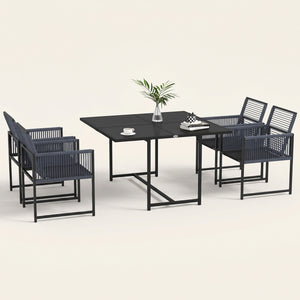 ARVOYA 5 Pieces Garden Dining Set with Foldable Backrest and Tempered Glass Top , Dark Grey