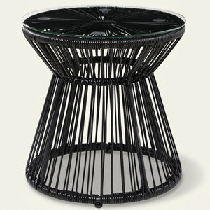 ARVOYA PE Rattan Side Table, Black