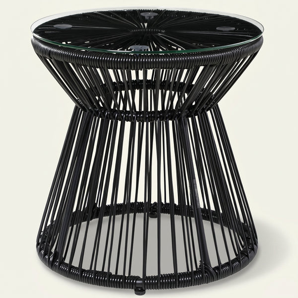 ARVOYA PE Rattan Side Table, Black