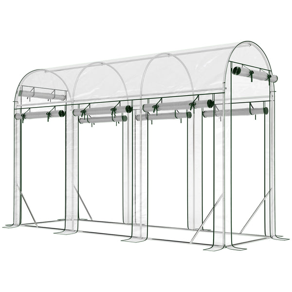 Walk-in Tunnel Greenhouse, 10' x 3' x 6.5' Hoop House Greenhouse with 8 Roll-Up Doors, Plant Hot House with Galvanized Steel Frame for Garden Patio Lawn, Clear