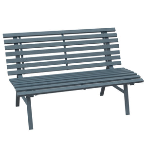 Outsunny 48.5" Garden Bench, Outdoor Patio Bench, Lightweight Aluminum Park Bench with Slatted Seat for Lawn, Park, Deck, Blue