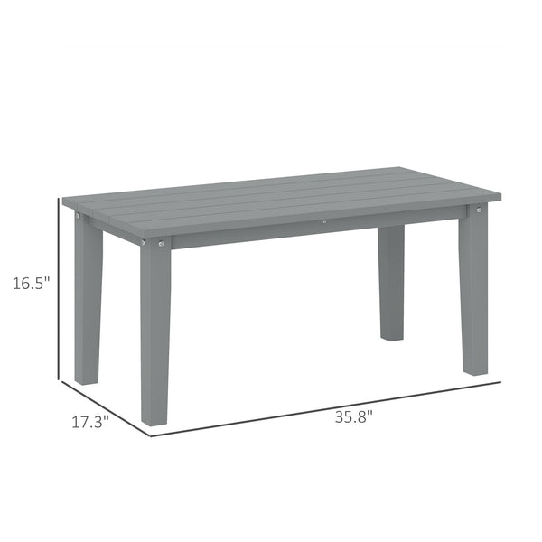 Outsunny HDPE Outdoor Coffee Table, All-Weather Rectangle Patio Coffee Table, Plastic Outdoor Patio Table with Slatted Tabletop for Garden, Balcony, Backyard, Gray