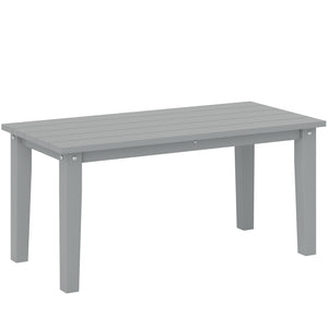 Outsunny HDPE Outdoor Coffee Table, All-Weather Rectangle Patio Coffee Table, Plastic Outdoor Patio Table with Slatted Tabletop for Garden, Balcony, Backyard, Gray