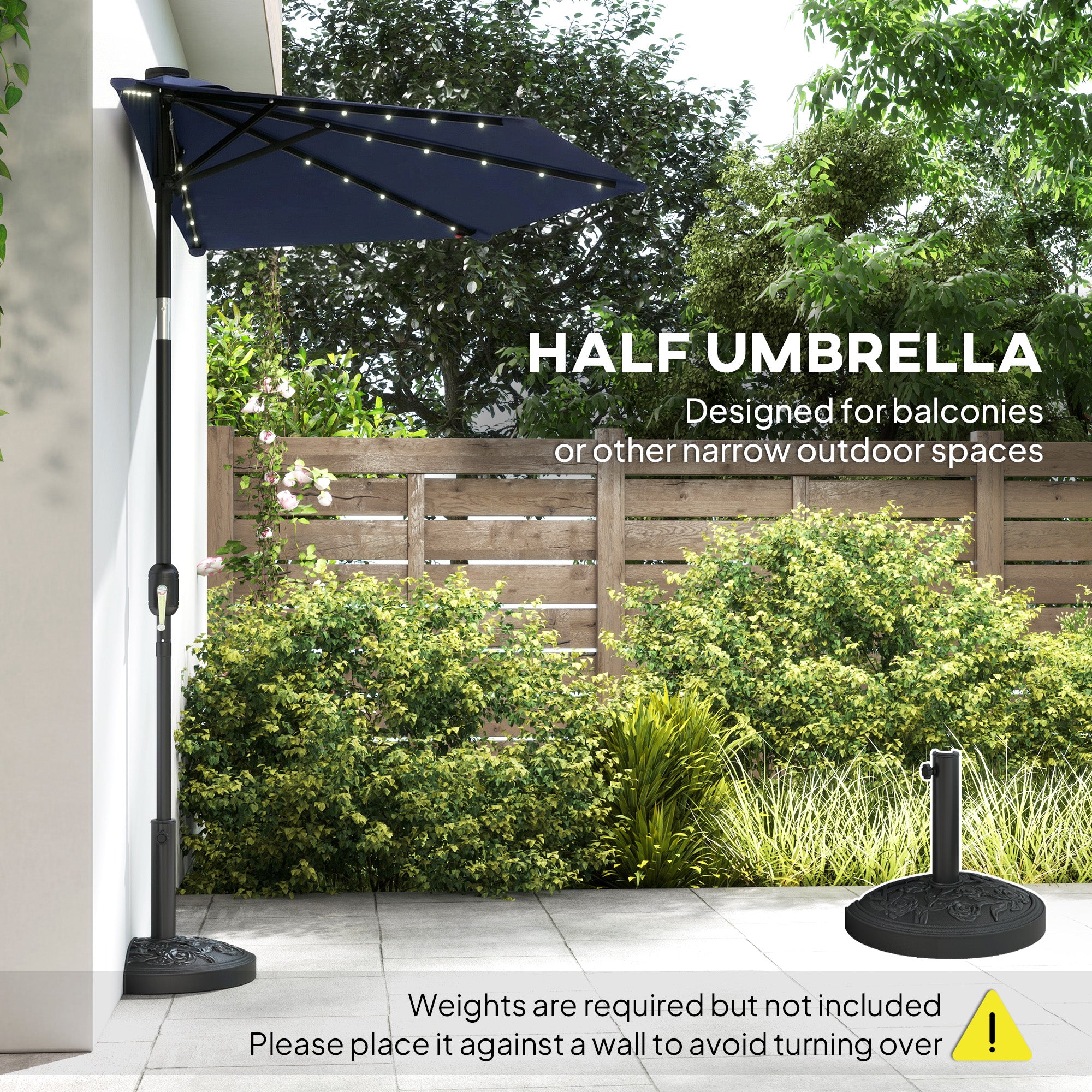 half wall patio umbrella led Tangkula 15 ft Solar Double-Sided with Base, Orange This offset hanging umbrella adopts a stable crossed base 9ft Patio Half Umbrellas with