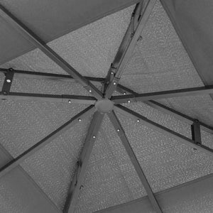 3 x 3(m) Patio Gazebo Canopy Garden Pavilion Tent Shelter with 2 Tier Roof and Mosquito Netting, Steel Frame, Grey