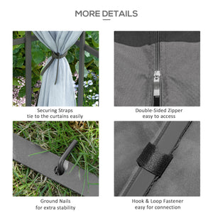 3 x 3(m) Patio Gazebo Canopy Garden Pavilion Tent Shelter with 2 Tier Roof and Mosquito Netting, Steel Frame, Grey