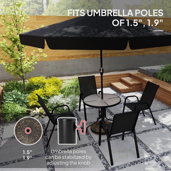 Outsunny 19" Patio Umbrella Base, 26 lbs Concrete Heavy Duty Umbrella Stand, Round Patio Umbrella Holder for 1.5"/1.9" Umbrella Poles for Outdoor, Lawn, Poolside, Bronze