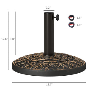 Outsunny 19" Patio Umbrella Base, 26 lbs Concrete Heavy Duty Umbrella Stand, Round Patio Umbrella Holder for 1.5"/1.9" Umbrella Poles for Outdoor, Lawn, Poolside, Bronze