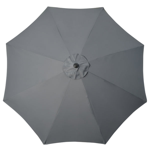 Garden 3(m) Parasol Umbrella, Outdoor Market Table Umbrella Sun Shade Canopy with 8 Ribs, Easy Push to Open, Grey