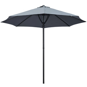 Garden 3(m) Parasol Umbrella, Outdoor Market Table Umbrella Sun Shade Canopy with 8 Ribs, Easy Push to Open, Grey