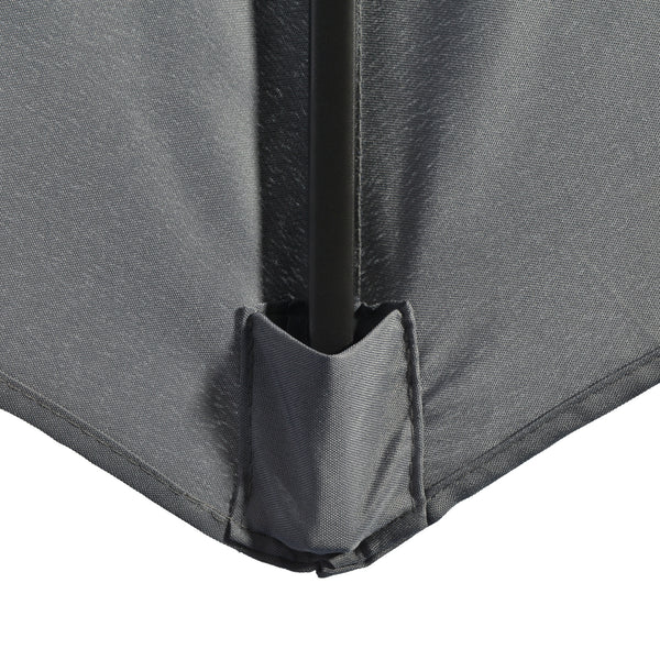 Garden 3(m) Parasol Umbrella, Outdoor Market Table Umbrella Sun Shade Canopy with 8 Ribs, Easy Push to Open, Grey