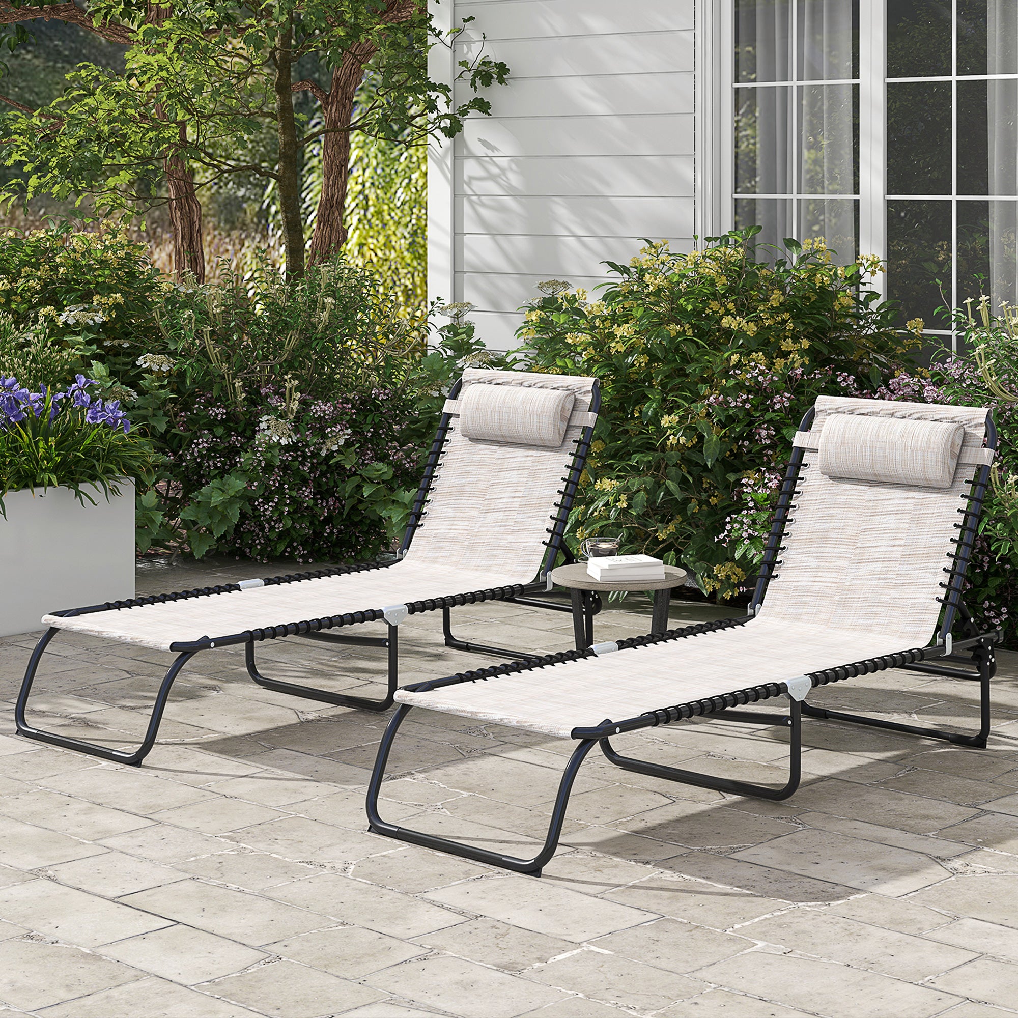 Lounge Chair Outdoor Outsunny Piece Folding Sun Lounger Set