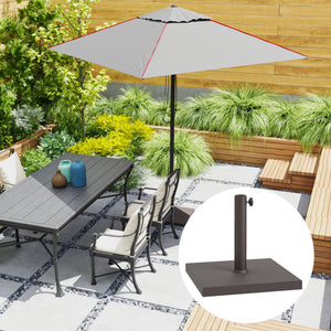 Outsunny Patio Umbrella Base, 32 lbs Concrete Heavy Duty Umbrella Base, Outdoor Umbrella Stand Patio Umbrella Holder for 1.5"/1.9" Umbrella Poles for Outdoor, Lawn, Poolside, Brown