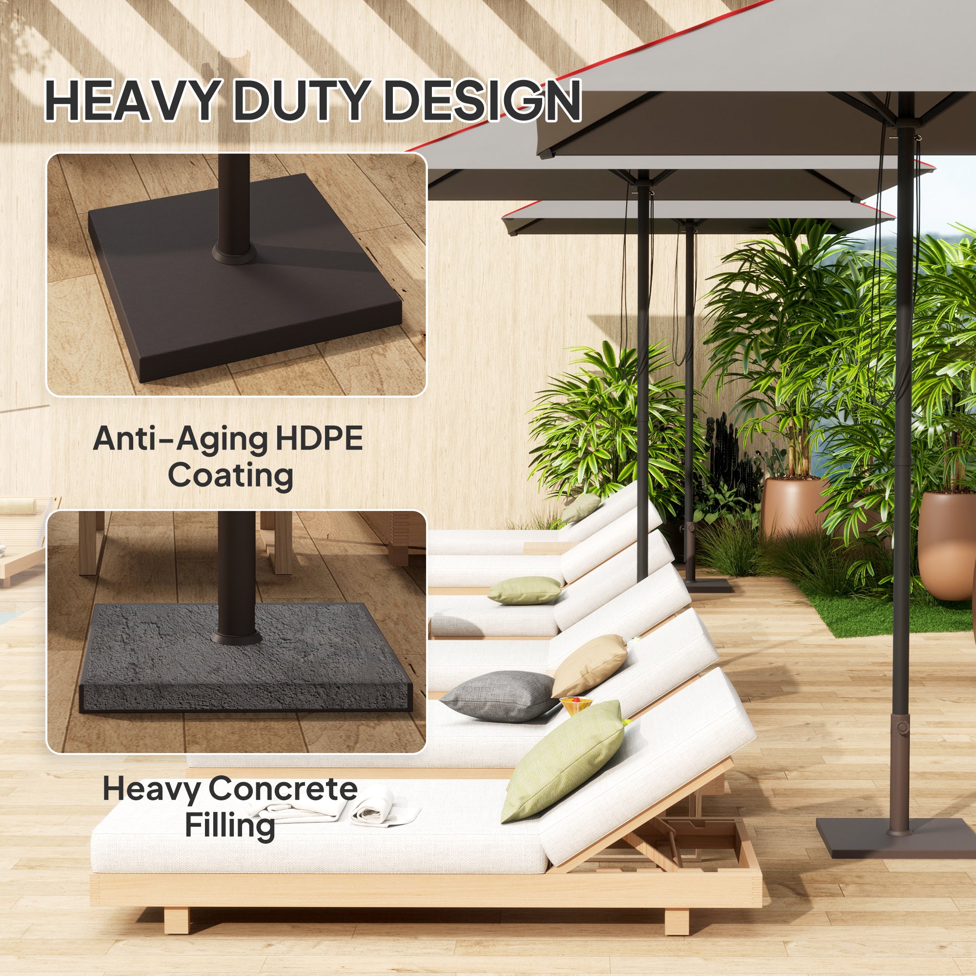 gliding patio umbrella base Outsunny Durable 32 lbs Brown Patio Umbrella Base for 1.5/1.9 Poles