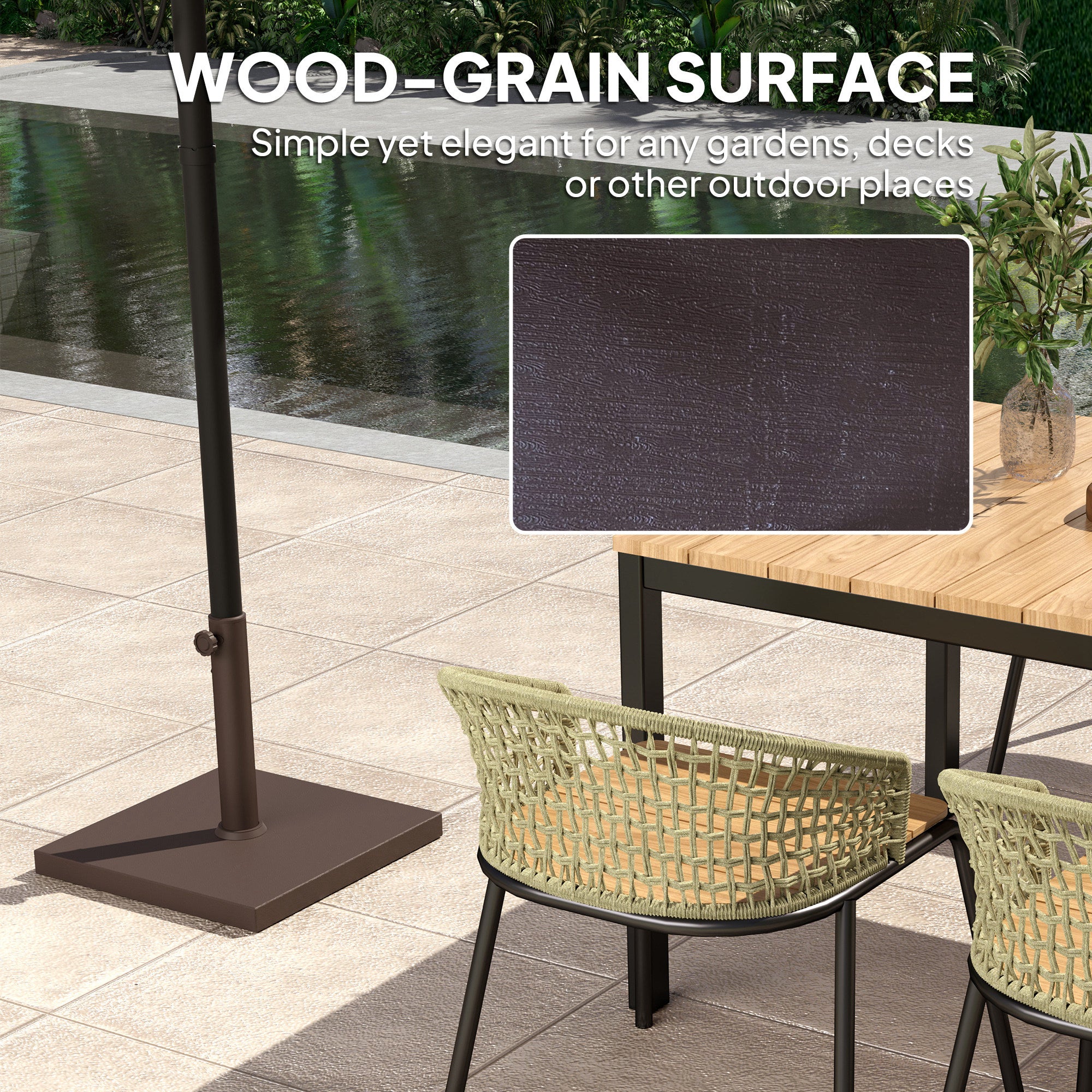compact concrete patio umbrella stand Outsunny Durable 32 lbs Brown Patio Umbrella Base for 1.5/1.9 Poles