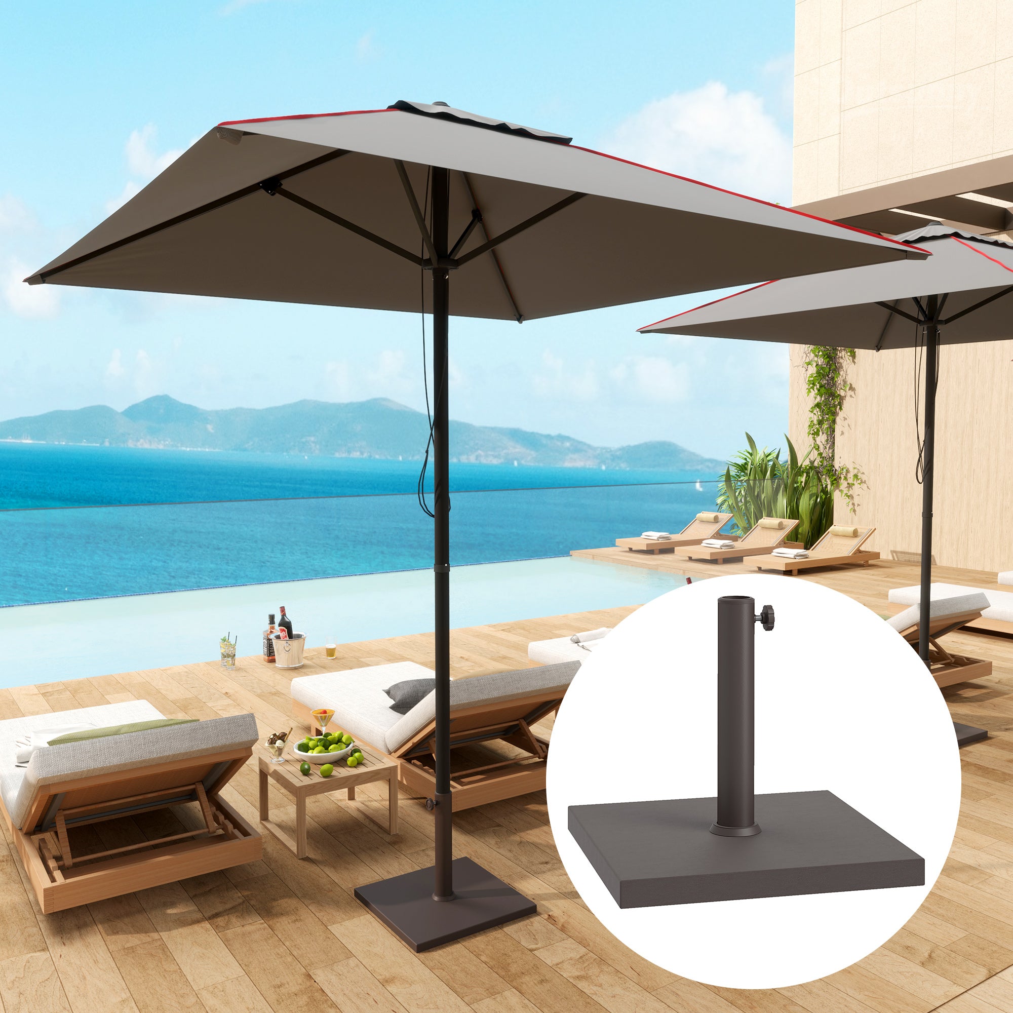 corner patio umbrella stand Outsunny Durable 32 lbs Brown Patio Umbrella Base for 1.5/1.9 Poles