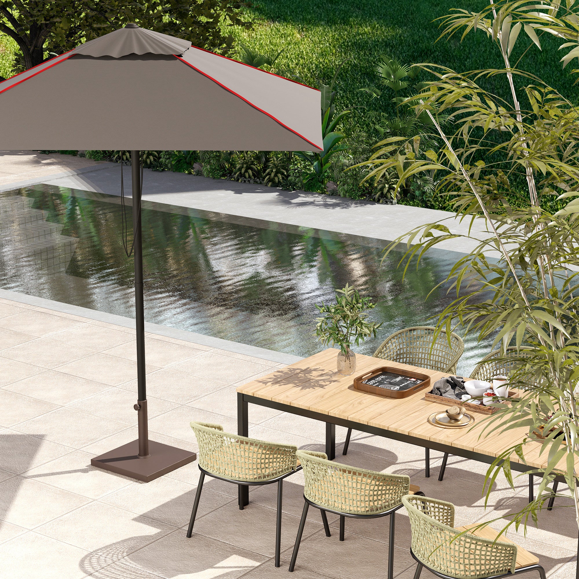 Outsunny Patio Umbrella Base, 32 lbs Concrete Heavy Duty Umbrella