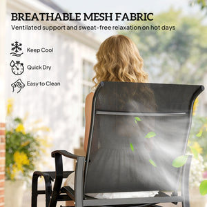 Outdoor Glider Chair with Ottoman, Patio Glider Set with 24.4" High Back, 22" Wide Seat, 2-Piece Outdoor Lounge Set with All-Weather Breathable Mesh for Porch, Garden, Backyard, Black