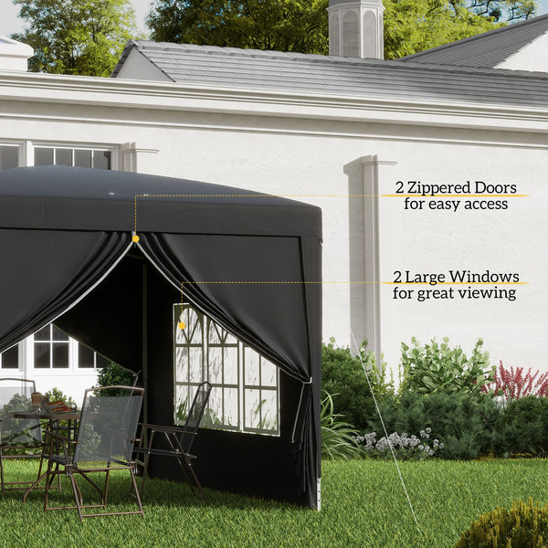 10'x10' Outdoor Pop Up Party Tent Gazebo Canopy with Carrying Bag (Black)