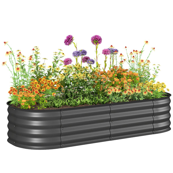 5' x 2' x 1' Galvanized Raised Garden Bed Kit, Outdoor Metal Elevated Planter Box with Safety Edging, Easy DIY Stock Tank for Growing Flowers, Herbs & Vegetables, Dark Gray