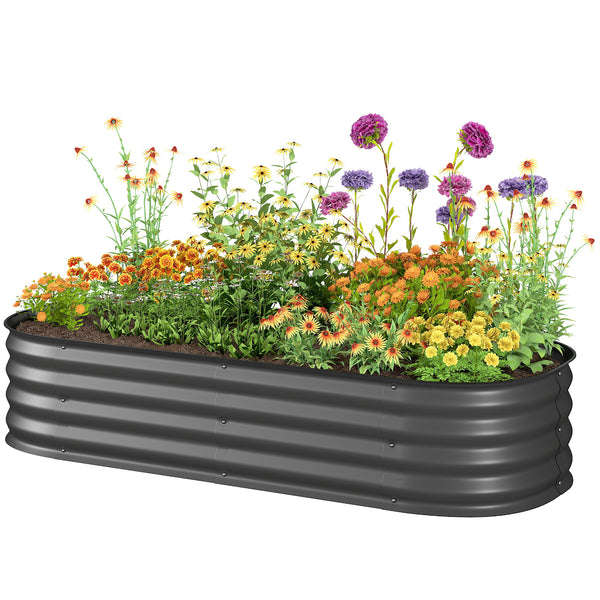 5' x 2' x 1' Galvanized Raised Garden Bed Kit, Outdoor Metal Elevated Planter Box with Safety Edging, Easy DIY Stock Tank for Growing Flowers, Herbs & Vegetables, Dark Gray